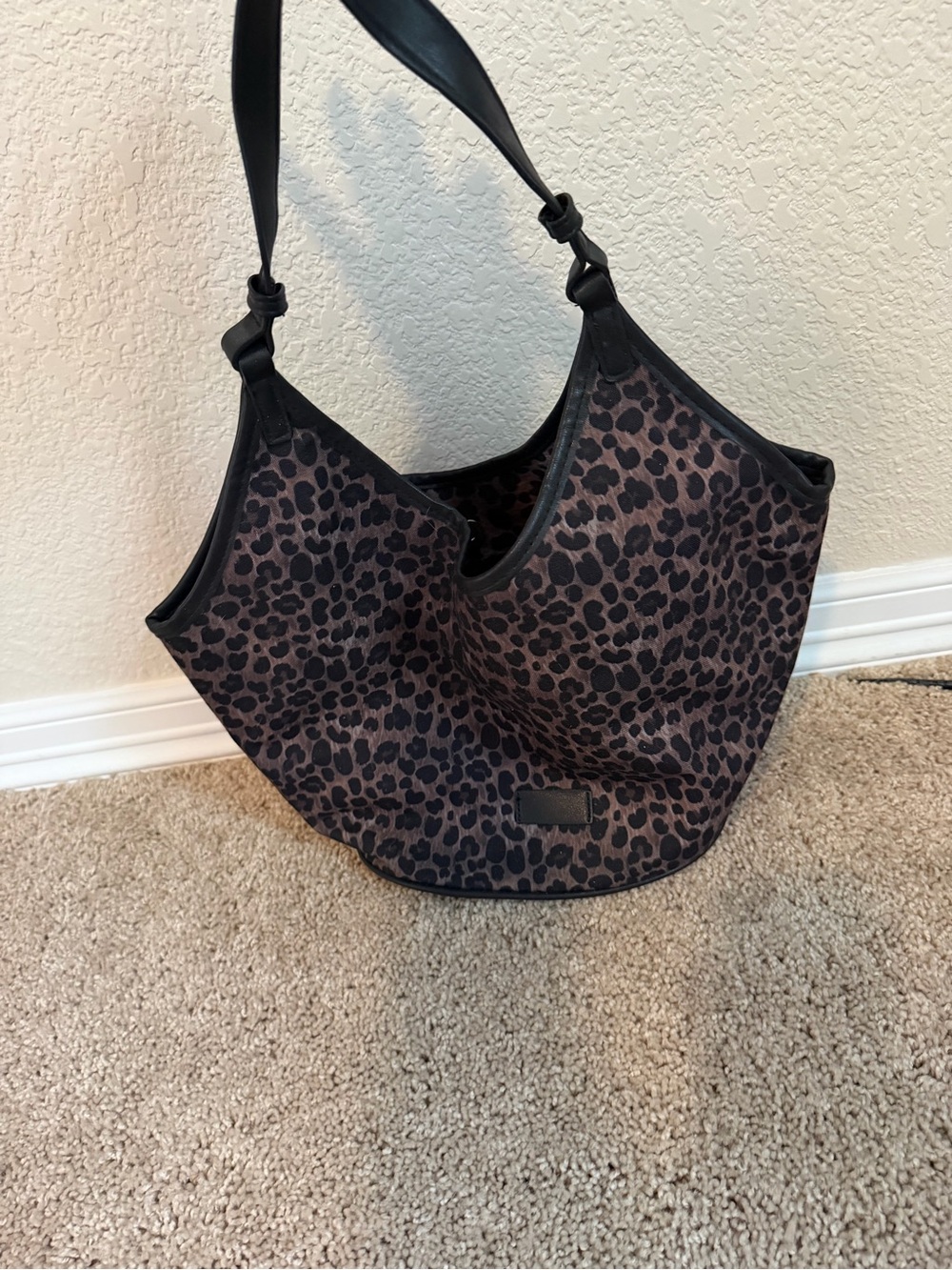 Leopard Print Hobo Bag in Brown and Black